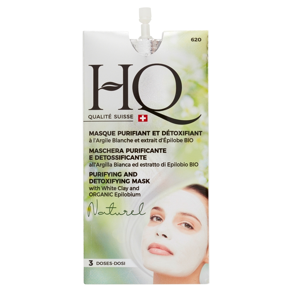 HQ Maschera Purificante e Detossificante all'Argilla Bianca ed estratto di Epilobio Bio 15 ml